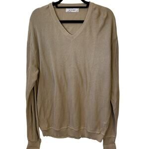 Peru Unlimited Sweater Mens XL Knit 100% Pima Cotton Beige Quiet Luxury Preppy